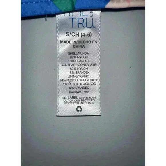 Time and Tru Women's Cabana Blue Floral Triangle Swim Top Women Size Small - Picture 5 of 6